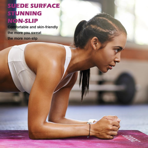 Suede Yoga Mat with Blak arrying Straps 1830 x 610 x 5mm Vegan Suede N —  CHIMIYA