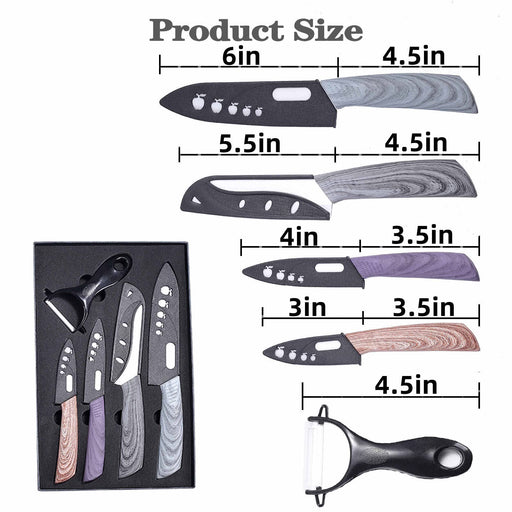 CHILLKET Ceramic Knife Set with Knife Covers, Blcak Ceramic Knives, 3pcs  Set - 6 inch Chef Knife, 5 inch Utility Knife and 4 inch Paring Knife in a