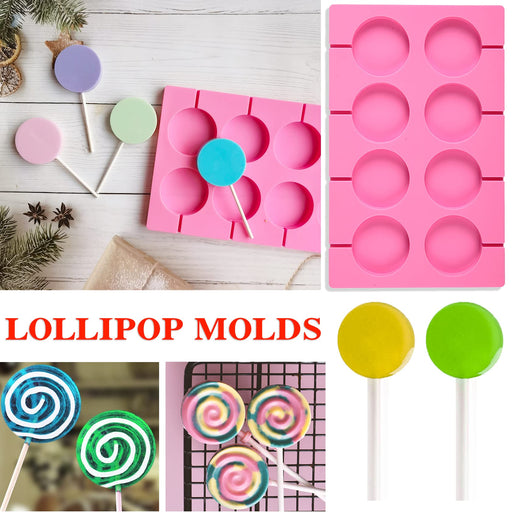 2x 12-Capacity Round Chocolate Hard Candy Silicone Lollipop Molds with – US  BigTeddy