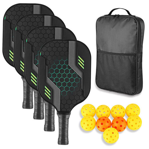 AOZINTL Pickleball Paddles Set of 4, Graphite Face Pickleball Paddles with  Honeycomb Core and Premium Comfort Grip, Equipment with 6 Balls,  Pickle-Ball Racquet with1 Portable Bag for Men and Women