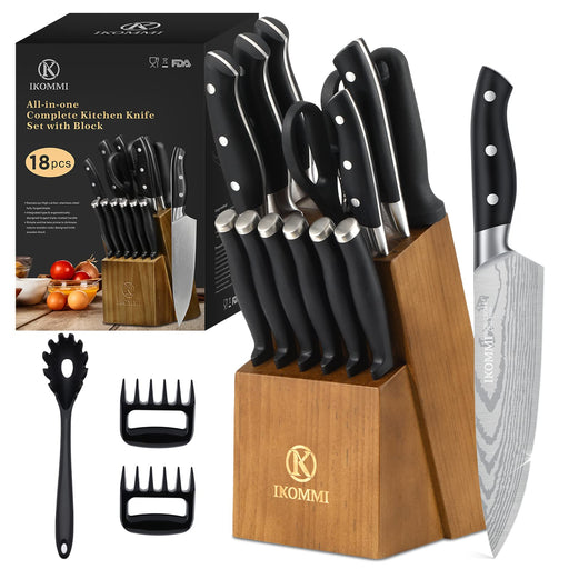 syvio Kitchen Knife Sets with Block and Wood Handle, 14 Piece with Built-in  Sharpener, Kitchen Knives for Chopping, Slicing, Dicing&Cutting