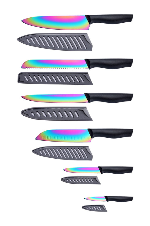 KNIFAST Kitchen Knife set Rainbow Titanium Coated - 12 Pcs Knife Set w —  CHIMIYA