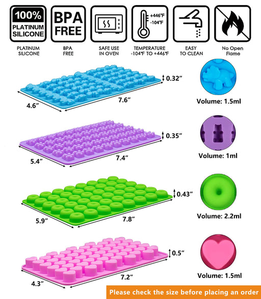 Gummy Molds Bear Candy Silicone 32PCS SET, 18 Shapes for 327 Candies, —  CHIMIYA