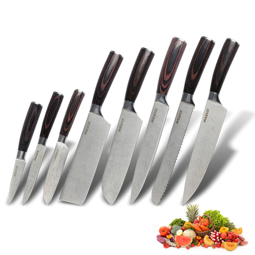  Bravedge 5 PCS Kitchen Knife Set, Kitchen Knives Professional  with Sheaths and Gift Box, High Carbon Stainless Steel Ultra Sharp Chef Knife  Set for Multipurpose Cooking with Ergonomic Handle: Home 