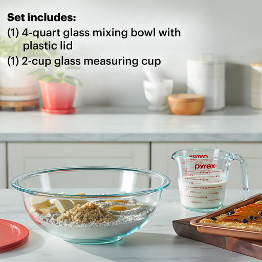 Pyrex 4 Piece Glass Measuring Cup Set, Includes 1-Cup, 2-Cup, 4-Cup, and 8- Cup Tempered Glass Liquid Measuring Cups, Dishwasher, Freezer, Microwave,  and Preheat…