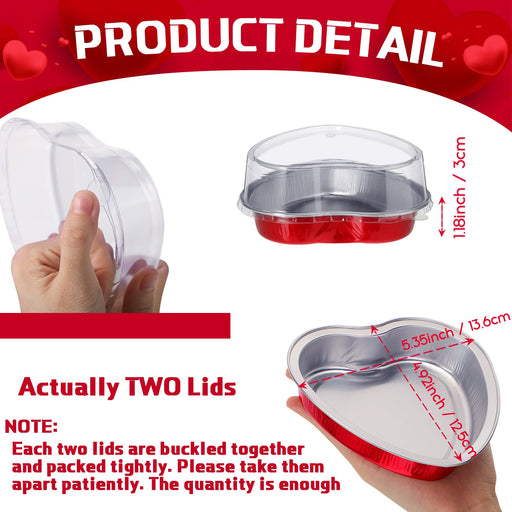 200 Pieces Red Heart Shaped Cake Pans with Lids 3.4 Ounces/ 100 ml Alu —  CHIMIYA