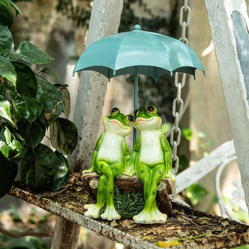 WTREEW Frog Garden Statue - Happy Frog Couple Statue for Home