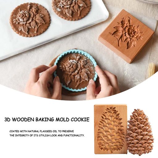 Wooden Cookie Molds, Wooden Cookie Cutter Baking Mold Carved Biscuit C —  CHIMIYA