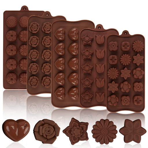 Chocolate Molds Gummy Molds Silicone - Candy Mold and Silicone Ice Cube  Tray Nonstick Including Hearts, Stars, Shells