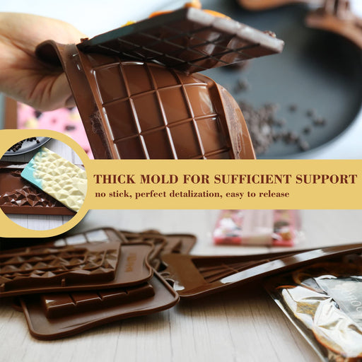 Food Grade Break-Apart Chocolate Molds Set of 4 Packs Non-Stick Silicone  Protein and Energy Bar Molds