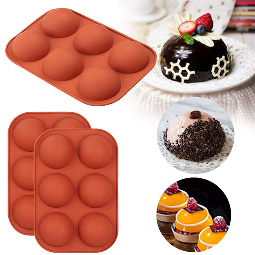 5Pack Sphere Silicone Molds,Ausplua Silicon Dome mold semi sphere Baking  Mould for Making Candy, Chocolate,Cake,Jelly,Variety Sizes（Brick Red)