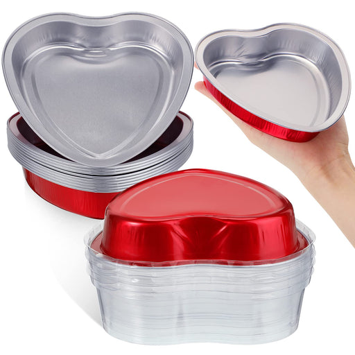 200 Pieces Red Heart Shaped Cake Pans with Lids 3.4 Ounces/ 100 ml Alu —  CHIMIYA
