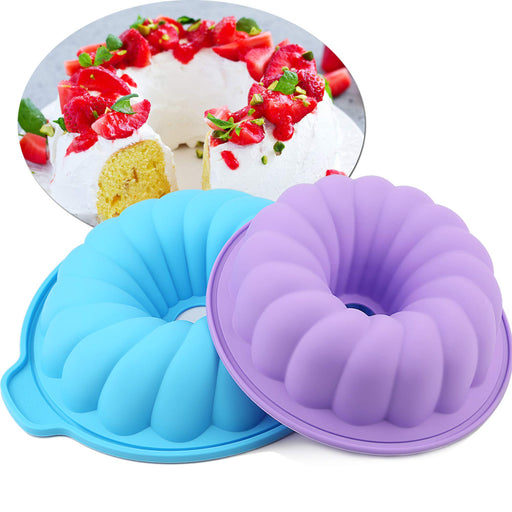 AILEHOPY Silicone Bundt Cake Pan - 8-10Inch Round Fluted Tube Cake Baking  Molds，Non-stick Food Grade Silicone Mold For Gelatin, Bread, Jello,  Chiffon