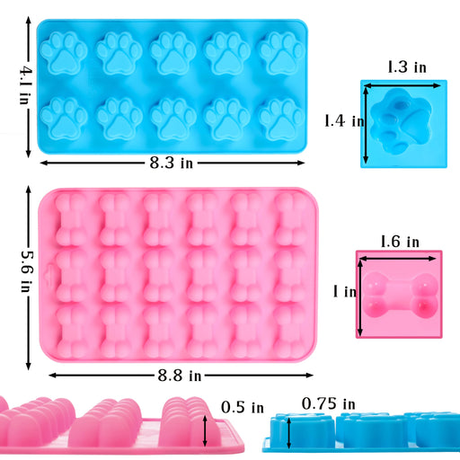 RUGVOMWM Silicone Molds Puppy Dog Paw and Bone Molds for Baking,Chocolate  Molds,Silicone Dog Treat Mold - 6 Pack