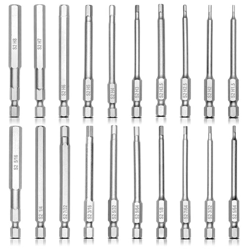 NAUIX 30 Piece Hex Head Allen Wrench Drill Bit Set, 1/4 Inch Hex Shank  Metric