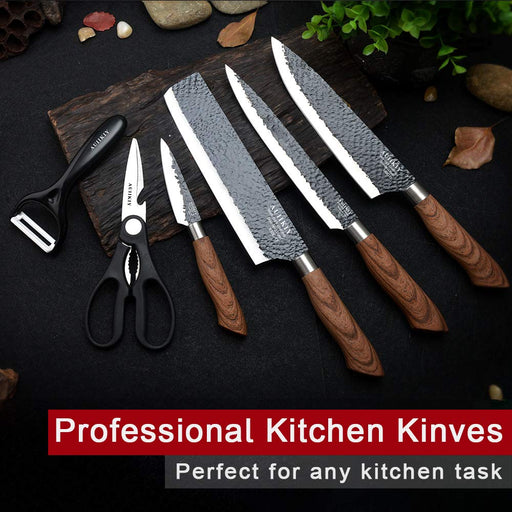  Bravedge 5 PCS Kitchen Knife Set, Professional Chef Knife with  Ultra Sharp High Carbon Stainless Steel Blade and Integrated Ergonomic  Handle, Gift Boxed Versatile Knife Set for Cooking: Home & Kitchen