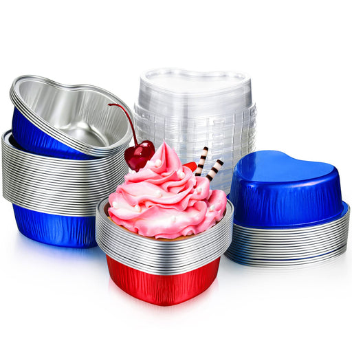 Zubebe Aluminum Foil Cake Pan 30 Pcs Heart Shaped Cupcake Cup with Lid —  CHIMIYA