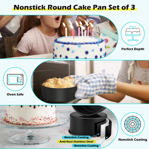 Tosnail 9-Inch Non-Stick Fluted Cake Pan Round Cake Pan Specialty and  Novelty Cake Pan