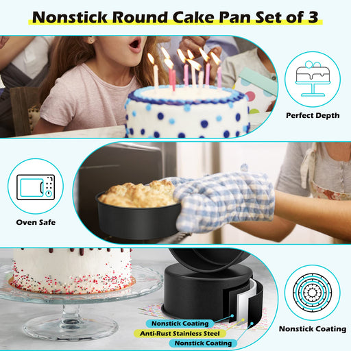 TAOUNOA 2Pcs Nonstick 9.5 Inch Tube Pan 12 Cup Baking Cake Pan for Cake  Mold Fluted Cake Pans for Anniversary Homemade Cake Quiche