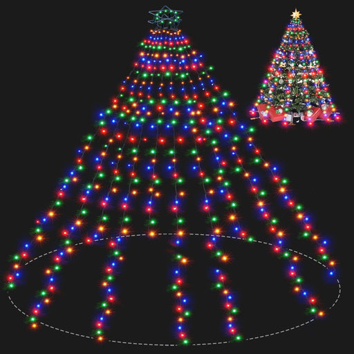 Christmas Tree Lights with Ring, 6.56FT x16 Lines 400LED Christmas Tree  Waterfall String Lights with 8 Modes Timer Waterproof Xmas Tree Fairy  Lights Indoor Outdoor for Xmas Tree Decor (Warm White) 