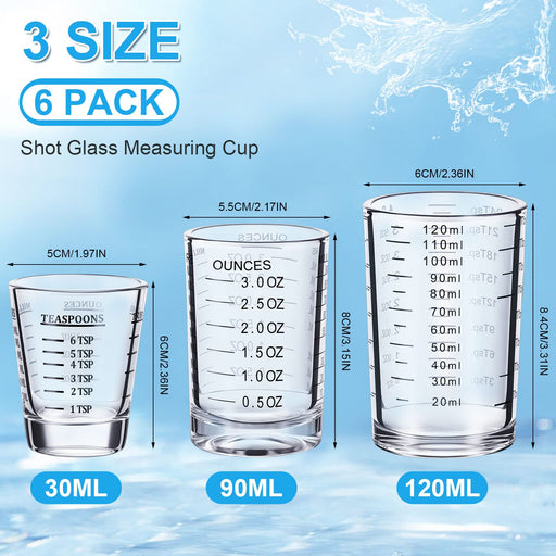 3 Pieces Mini Measuring Cups Glass in 1, 3, 4 Ounces, Clear Shot Glass —  CHIMIYA