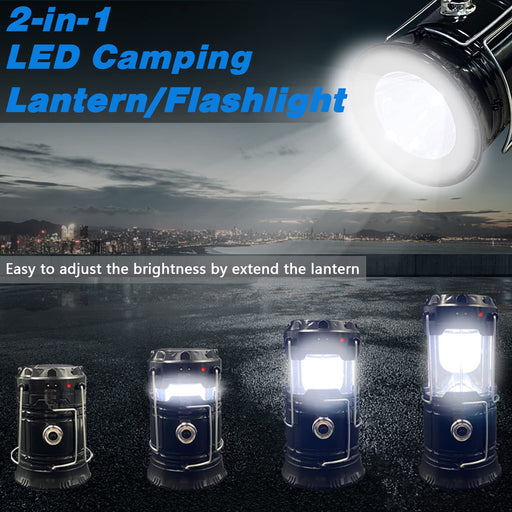 DIBMS LED Solar Camping Lantern LED Collapsible Portable Solar DC  Rechargeable Lantern Flashlight Waterproof Survival Lights for Cam