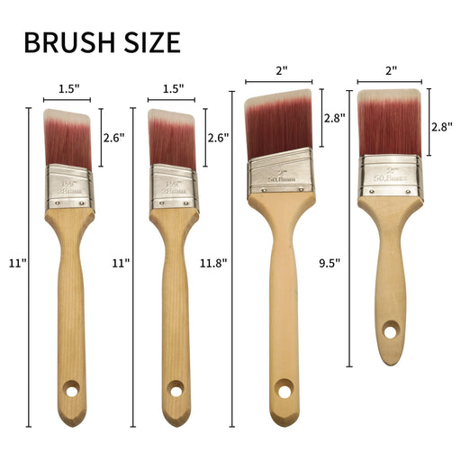 Luigi's Wooden Paint Brushes for Walls  5X Synthetic Bristle Paint Br —  CHIMIYA
