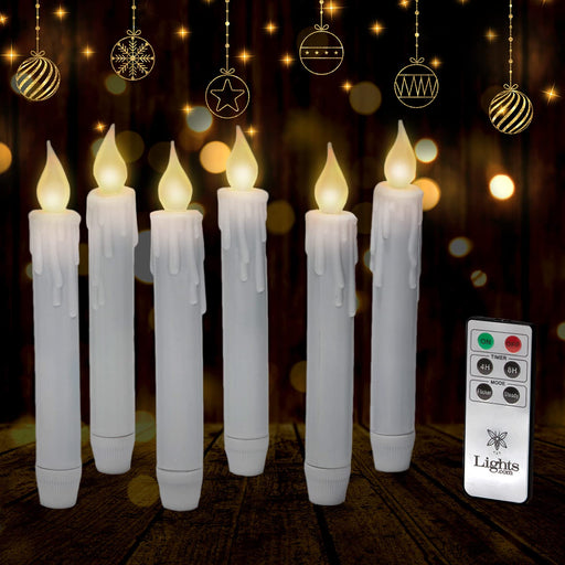  LampLust 7 Inch Flameless Taper Candles - Realistic 3D Flame