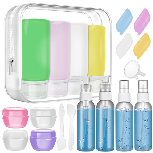 Beveetio 17 Pack Travel Bottles TSA Approved, 3OZ Leakproof Silicone  Refillable Travel Size containers for Toiletries, BPA Free