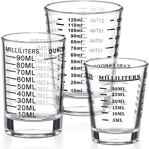 5 Pcs Clear Shot Glass Measuring Cup1, 1.5, 2, 3, 4 Ounces Mini