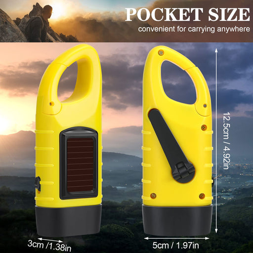 Solar Powered Hand Crank Flashlight- Rechargeable LED Cranking Light With  Clip By Stalwart (For Emergency Hiking Camping and Survival Gear)