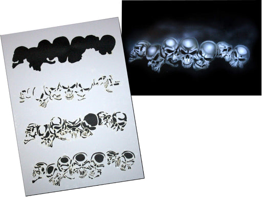 Custom Shop Airbrush Sugar Skull Day of The Dead Stencil Set (Skull Design #14 in 3 Scale Sizes) - Laser Cut Reusable