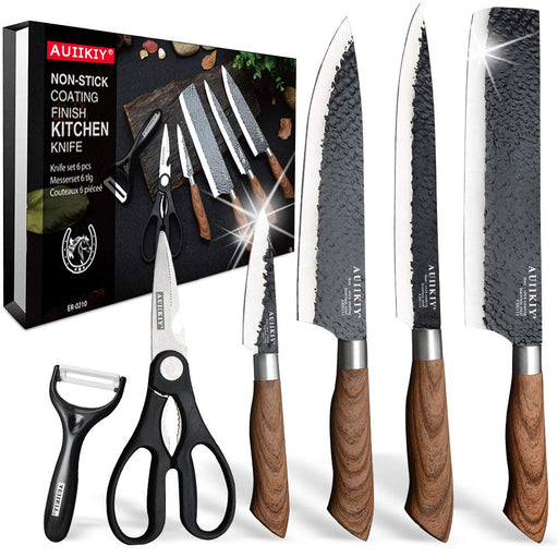 PAUDIN Kitchen Knives Set of 3, Sharp Chef Knife Set with Ergonomic ABS  Handle, High Carbon Stainless Steel Knife Set, Professional Hammered Series