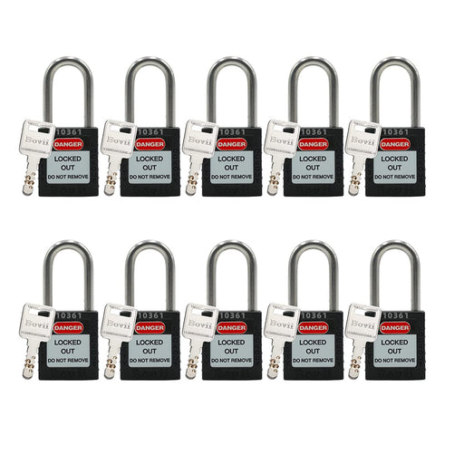 TRADESAFE Lockout Tagout Steel Cable Locks with Keys - 10 Red Keyed Alike  Unlimited Grouping Electrical Lockout Padlock Set, 2 Keys Per Lock, Premium