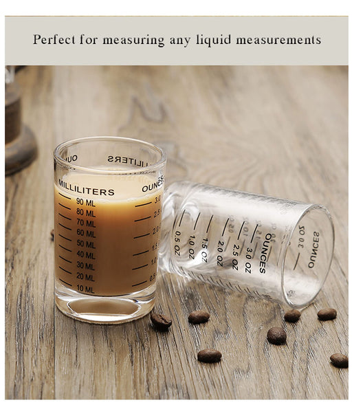 BCnmviku Measuring Cup Shot Glass 4 Ounce/120ML Liquid Heavy High Espresso  Glass Cup Black Line