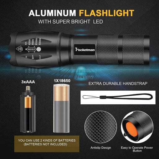 JARDLITE LED Emergency Handheld Flashlight, 4 Pack, Adjustable Focus, Water  Resistant with 5 Modes, Best Tactical Torch for Hurricane, Camping, Dog