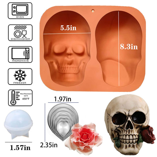 Halloween Gift Skull Cake Pan Silicone Gelatin Cakelet Mold Skull