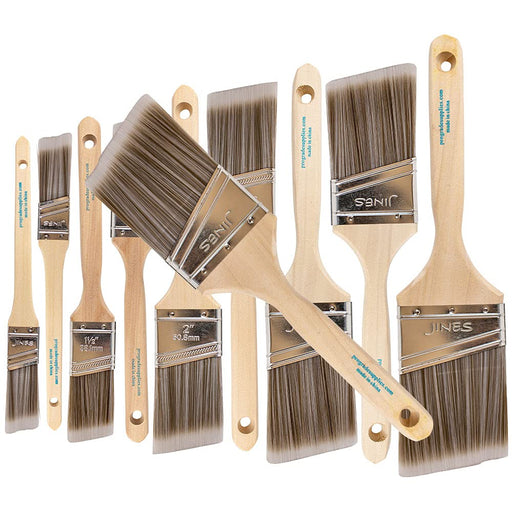12 Piece 1 inch Angle Sash Paint Brushes Medium STIFF. Great for Professional Painters and homeowners. Wall Paint Brushes for Decks,Fences,Trim