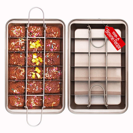 Homgreen Brownie Pan with Dividers Baking Tray All Edges-Only