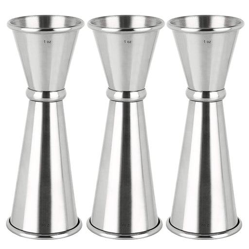 (3 Pack) Double 1/2 & 1 oz Bar Jigger, Stainless Steel Cocktail Jiggers Pony Shot Measuring Liquor/Bartender Supplies by Tezzorio