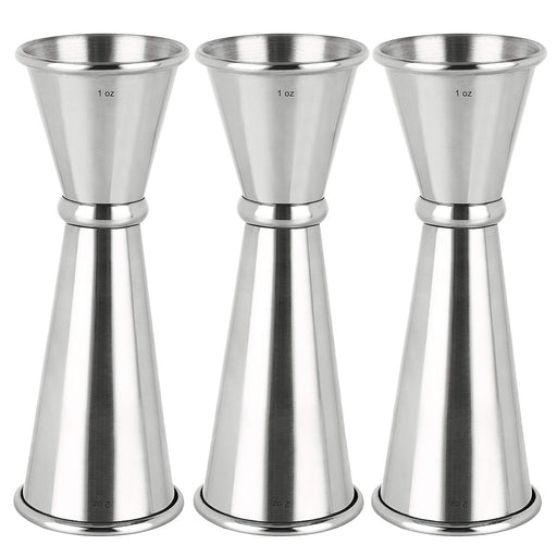 (3 Pack) Double 1 & 2 Oz Bar Jigger, Stainless Steel Cocktail Jiggers Pony  Shot Measuring Liquor/Bartender Supplies by Tezzorio