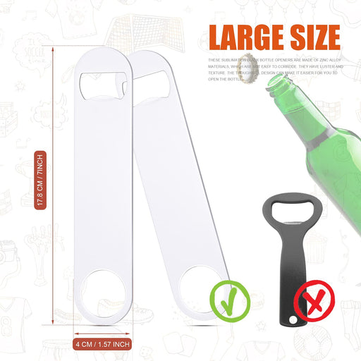MR.R 6 Pieces Sublimation Blanks White Color Stainless Steel Bottle Shape  Opener, Solid and Durable Beer Openers, White Color