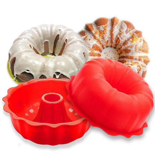 SILIVO 9 Inch Silicone Bunte Cake Pans - Set of 2 - 10 Cup