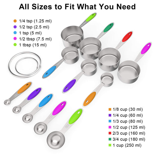 Measuring Cups and Magnetic Measuring Spoons Set, Wildone Stainless St —  CHIMIYA