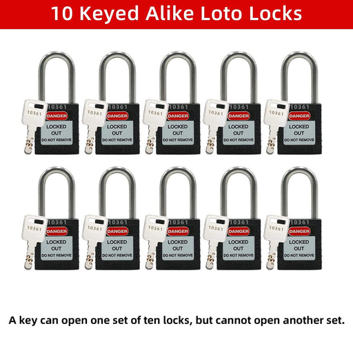 TRADESAFE Lockout Tagout Steel Cable Locks with Keys - 10 Red