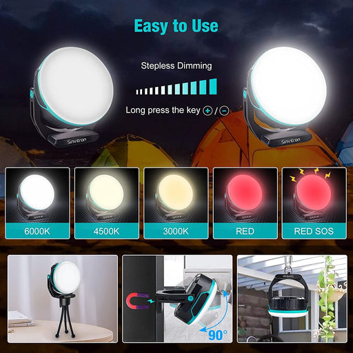 Glocusent LED Camping Lantern for Emergency, 160-LED Lantern with 1200LM, 3  Colors x 5 Brightness with SOS, IP68 Waterproof, 5000mAh Rechargeable,  Essential for Power Outage, Hurricane, Storm, Hiking 