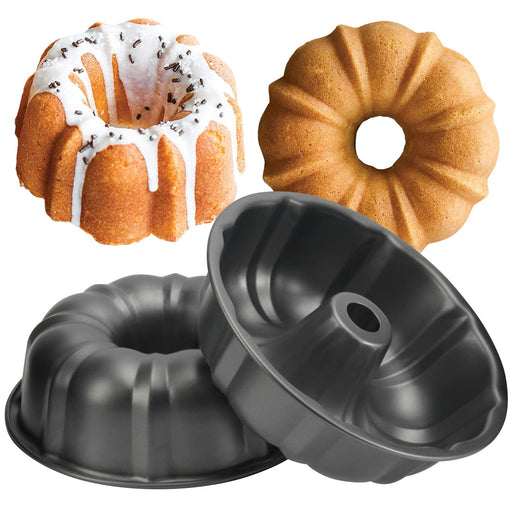 Miragee 7 inch Non-Stick Bundt Pan, Carbon Steel Kugehopf Mold, Easy to Use and Release, Champagne Color