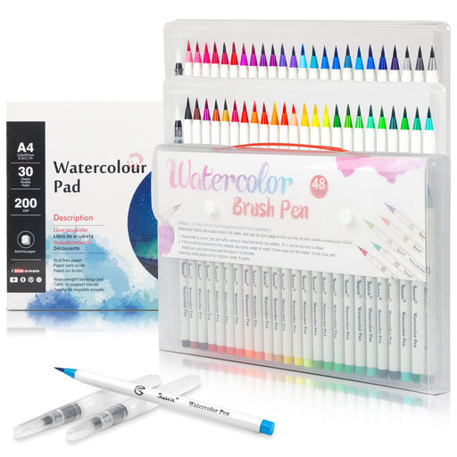  KINGART Pro Brush Pens, 24 Colors for Real Watercolor Painting  with Flexible Nylon Brush Tips, Paint Markers for Coloring, Calligraphy and  Drawing for Artists and Beginner Painters