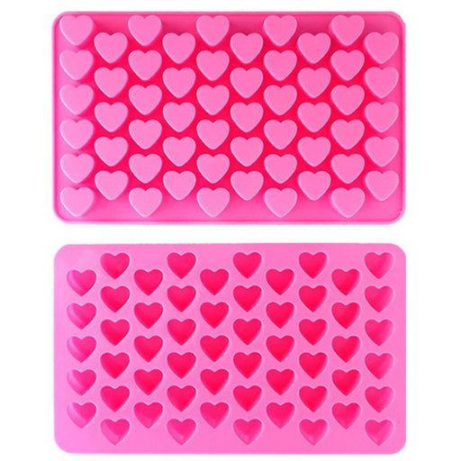 Silicone Heart Shaped Molds Fillable Cake Candy Set of 2 - Pink & Red  12 Shapes