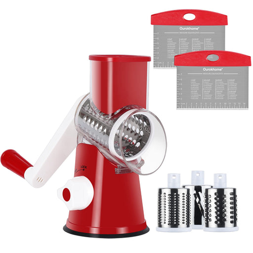 Handheld Rotary Slicers For Vegetables Cheese Grater Shredder Veggie Mandoline  Slicer Chopper 2 Stainless Steel Round Graters Bpa Free (red)